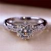 Super Shining Women Fashion Ring Exquisite CopperColor Inlaid Round Flower Stones Wedding Rings for Women Engagement Jewelry