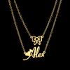 Atoztide Personalized Custom 2 Layer Names Pendant Necklace for Women Stainless Steel Heart Cross Fashion Christmas Jewelry Gift