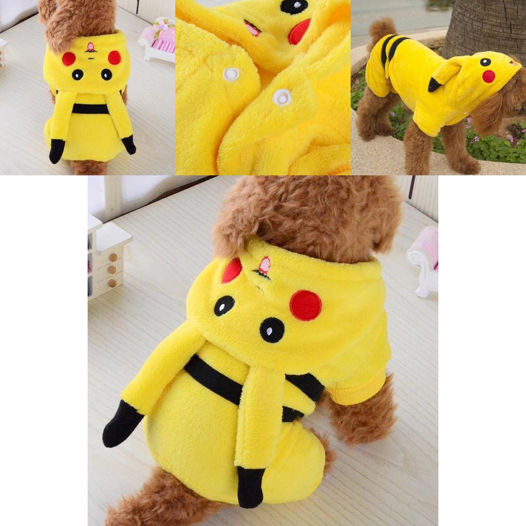 Roztomilý kostým pro mazlíčky Pokémon Go s designem Pikachu s kapucí pro psy a kočky