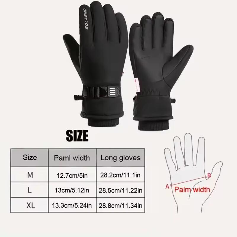 Winter Men's Skiing Gloves Touch Screen Waterproof Cashmere Lining Thickened Anti Slip Gloves Outdoor Motorcycle Riding Gloves