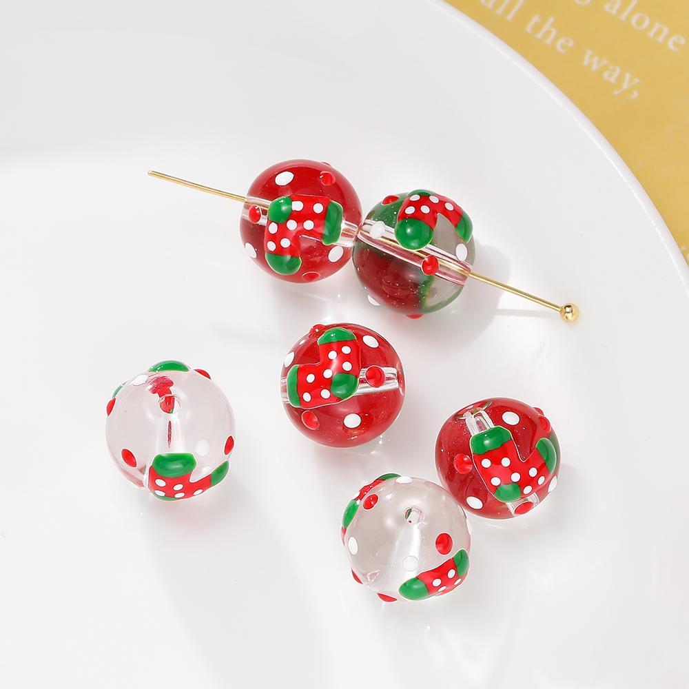 5pcs/lot Christmas Elements Glass Beads Loose Spacer Beads For Jewelry Making DIY Bracelet Necklace Accessories