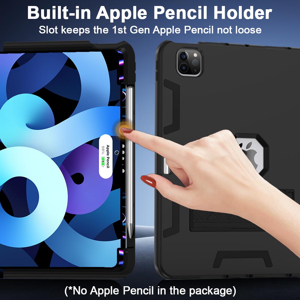 For iPad Pro 13 (2025)/13 (2024) Case Silicone + PC Kickstand Tablet Cover with Pencil Holder