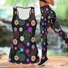 Retro Bedrucktes Yoga-Outfit für Damen Mode Workout Leggings Fitness Sport Freizeit Yoga Set Sportanzug