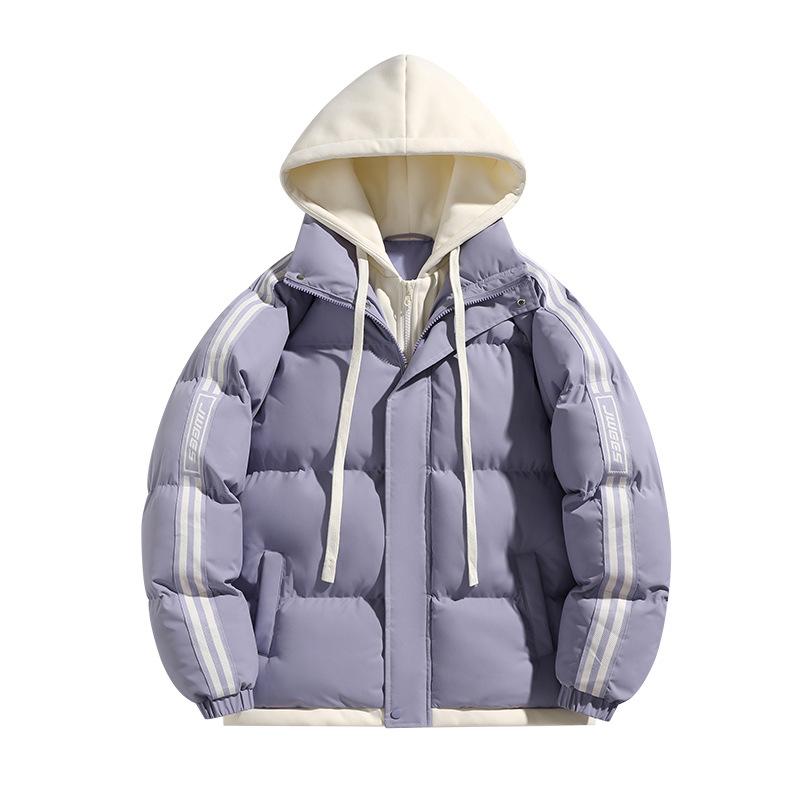 

Куртка хлопковая с контрастными цветами, в американском ретро-стиле, с полосатой вставкой, высокого класса, мужская и женская, имитация двойки, широкая 3XL фиолетовый