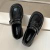 Fashion 2024 New Black Platform Women Loafers Fashion Round Toe Chunky Heels Retro Flat Shoes Female Slip on Casual Dress Women Pumps