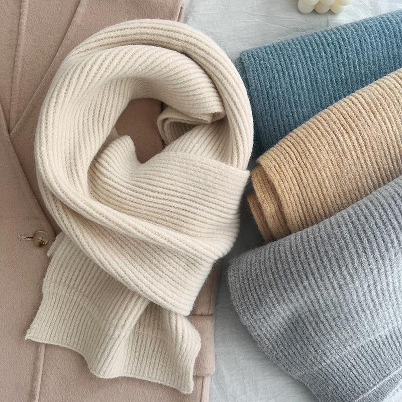 Japanische Studenten-Schals für Damen, warm im Herbst und Winter, verdickt, solide, vielseitig, einfach, zum Stricken, für Wollliebhaber