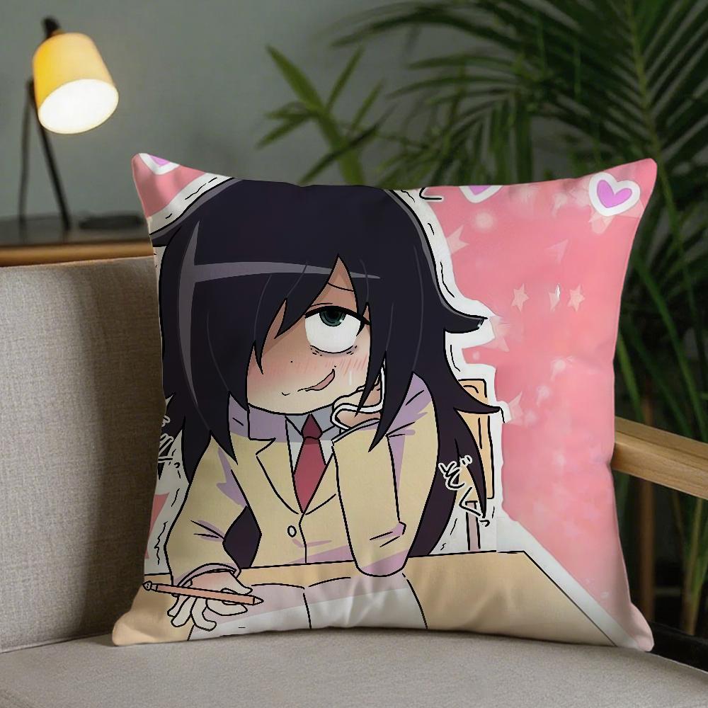 Anime Kuroki Tomoko Cute Pillow Case Square DoubleSided Printing Sofa Cushion Cover Pillowcase Bedroom Bedside