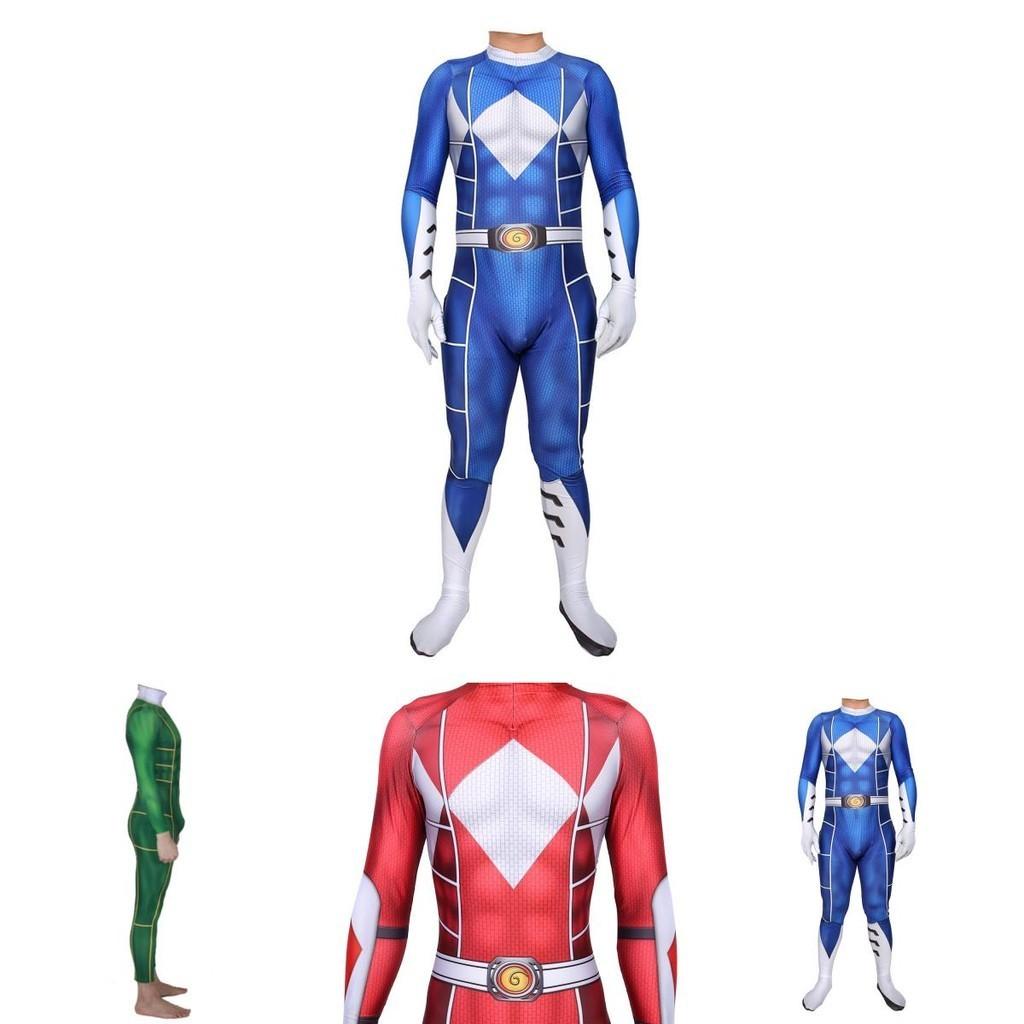 Vibrant Power Rangers Bodysuit Spandex Cosplay Costume For Unisex Kids And Adults