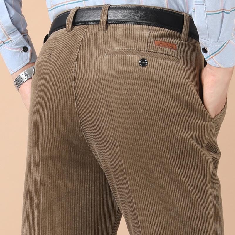 Value Vault Hoge Taille Corduroy Broek voor Heren - Puur Katoen, Losse Rechte Pijp, Herfst/Winter Casual Kleding voor Middelbare Leeftijd & Ouderen Waist 3 ft = Size 38