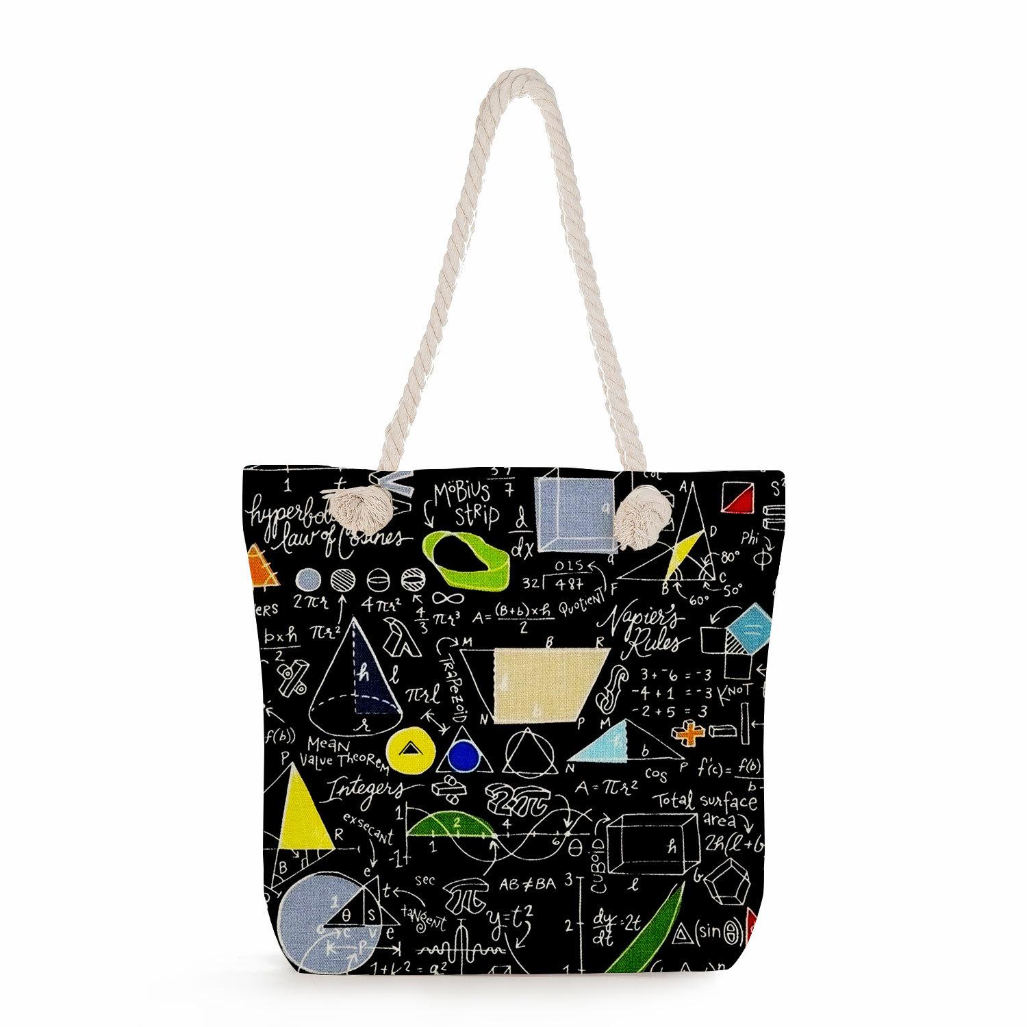 Physical Chemistry print thick rope single-shoulder beach bag 7216 KTB