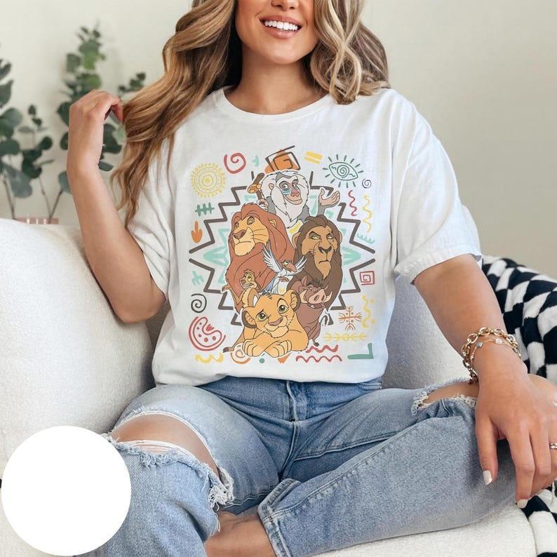 Adult and Children Lion King Retro Tribal Style Pure Cotton Tshirt Simba and Mufasa Classic Characters African Totem
