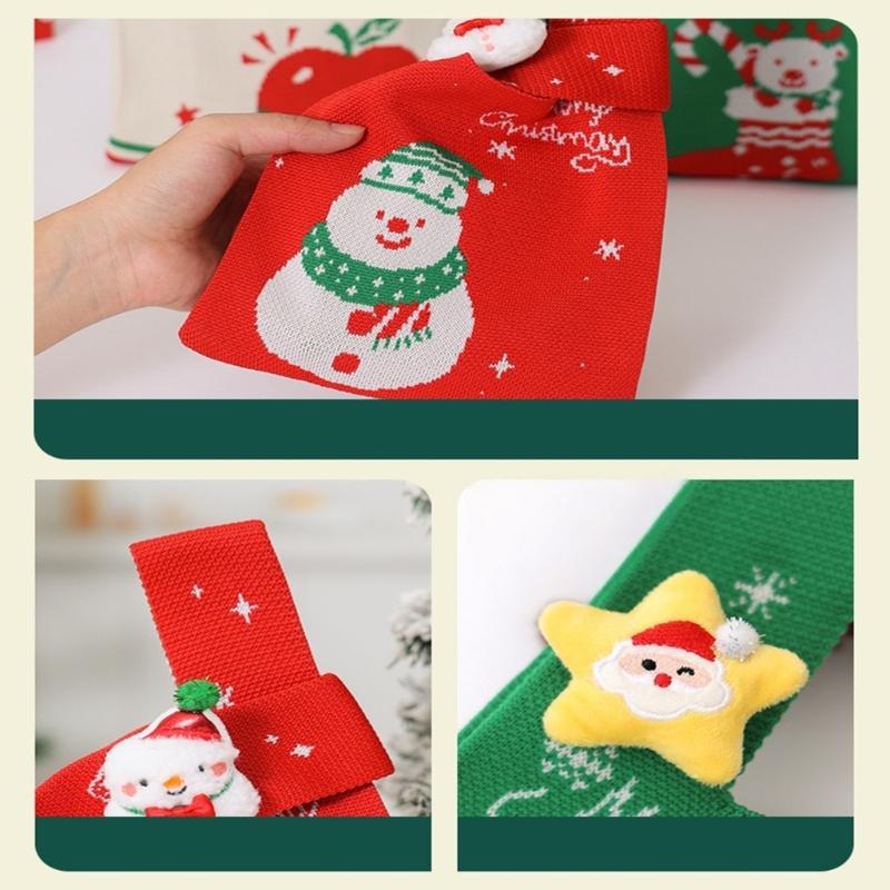 Festival Santa Druckstoff Geschenksäcke Stilvolle Waschbare Weihnachtsstrumpf Füllung Für Büro Zuhause Schule Veranstaltung Und Familienfeiern