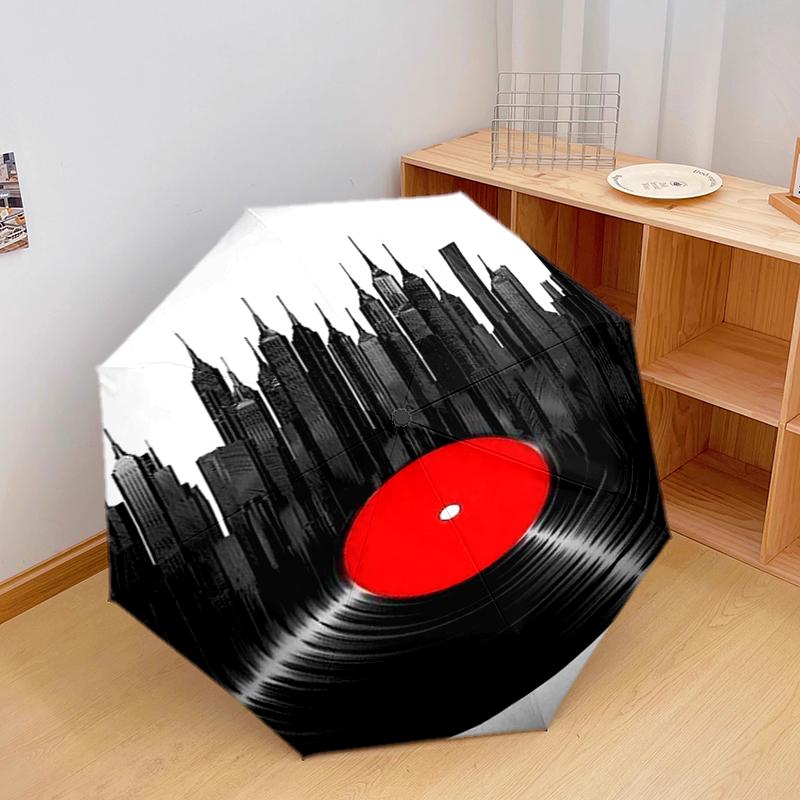 1 Stück Musikplatten Regenschirm Tragbarer Faltregenschirm Eisenrahmen Lochknochenstruktur Outdoor Heimregenschirm A6