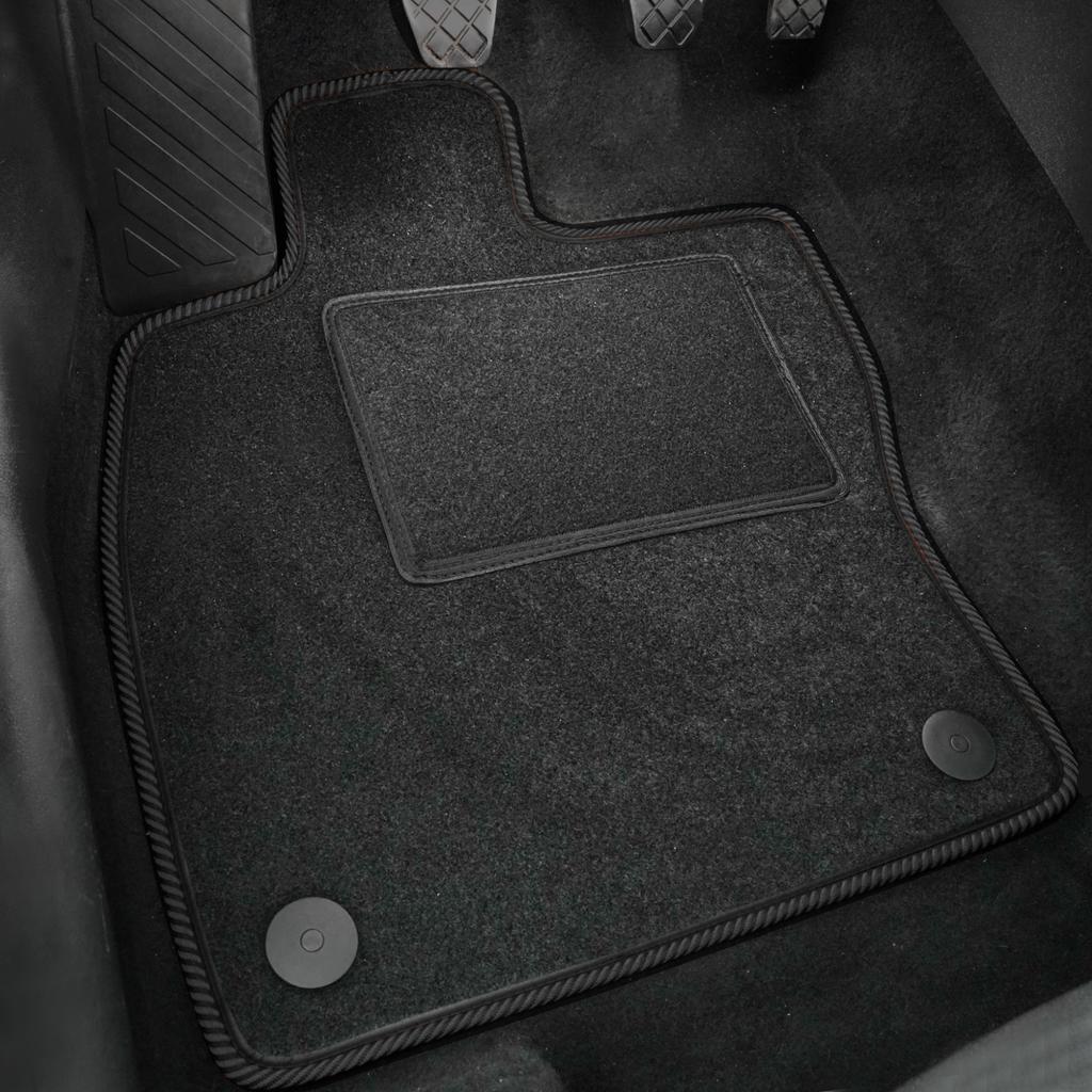 Front Velour Car Mats Fits: Renault Captur I 2013-2019 Black Piping