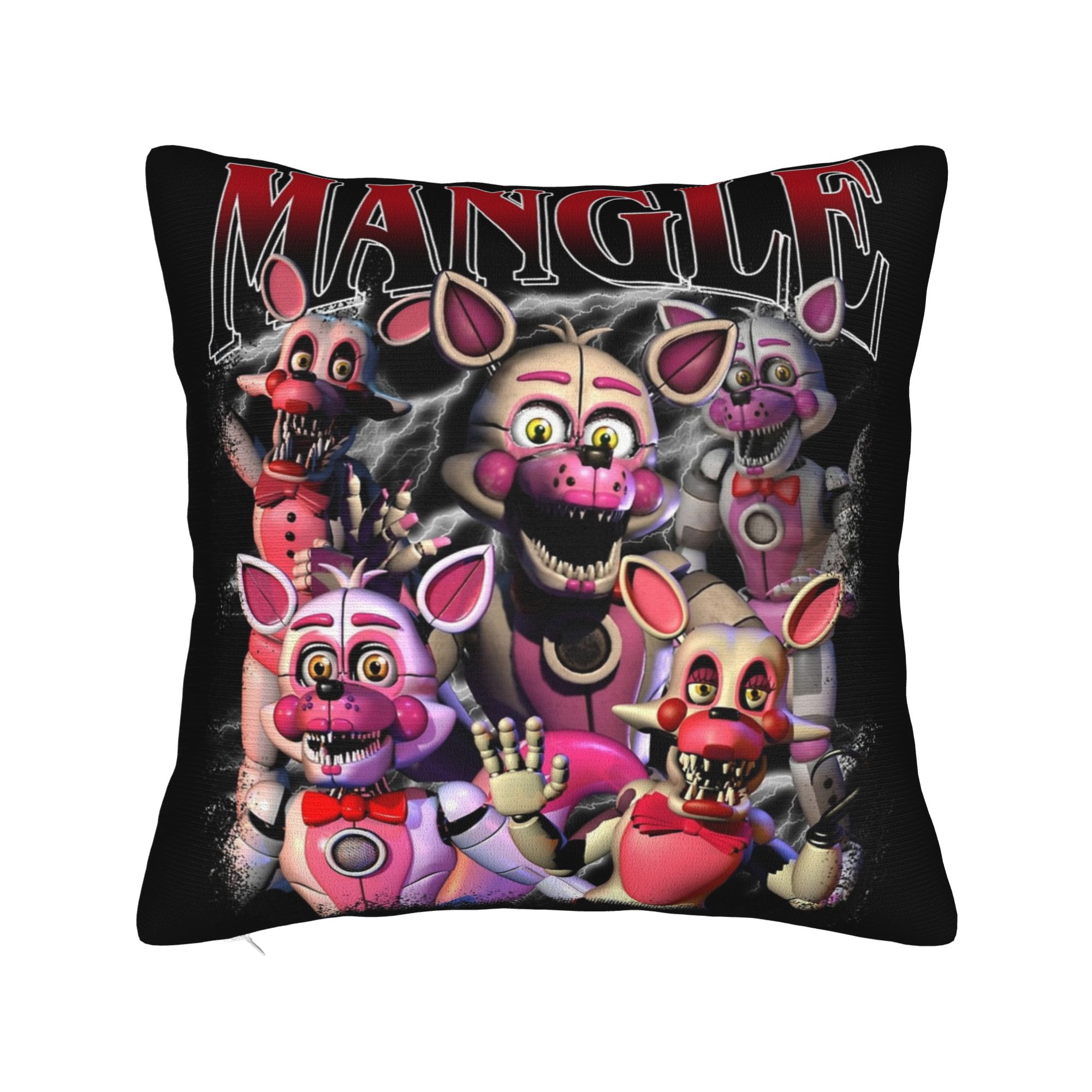 Helenal Unisex Freddyed Bonnie Game Mangle Pillowcase Printing Polyester Cushion Cover Decor Throw Pillow Case Cover Home Square 40*40Cm
