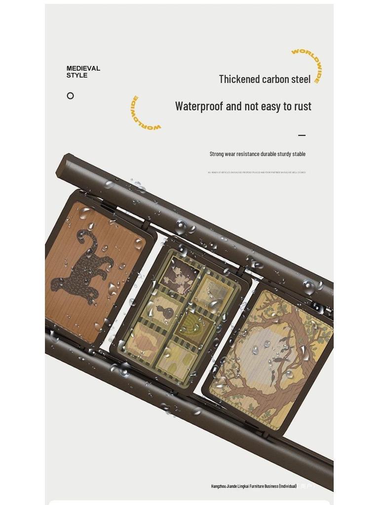 Multi-Functional Chinese-Style Folding A-Frame Ladder with Retro Flower Stand