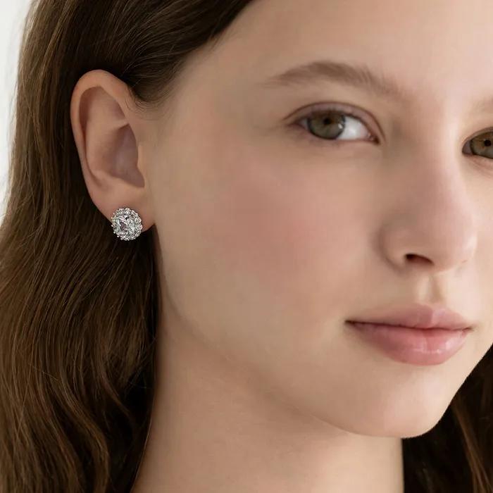 Cushion Halo Cubic Earrings EC3306