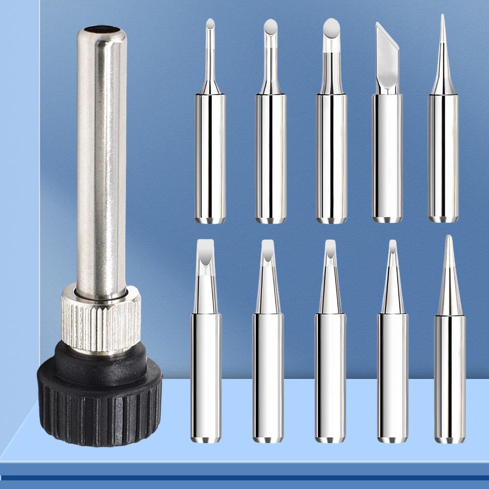 11 Pcs Solder Iron Tip with Welding Sleeve 900M Lead-Free Replaceable Soldering Tip Soldering Iron Head Welding Station Tools