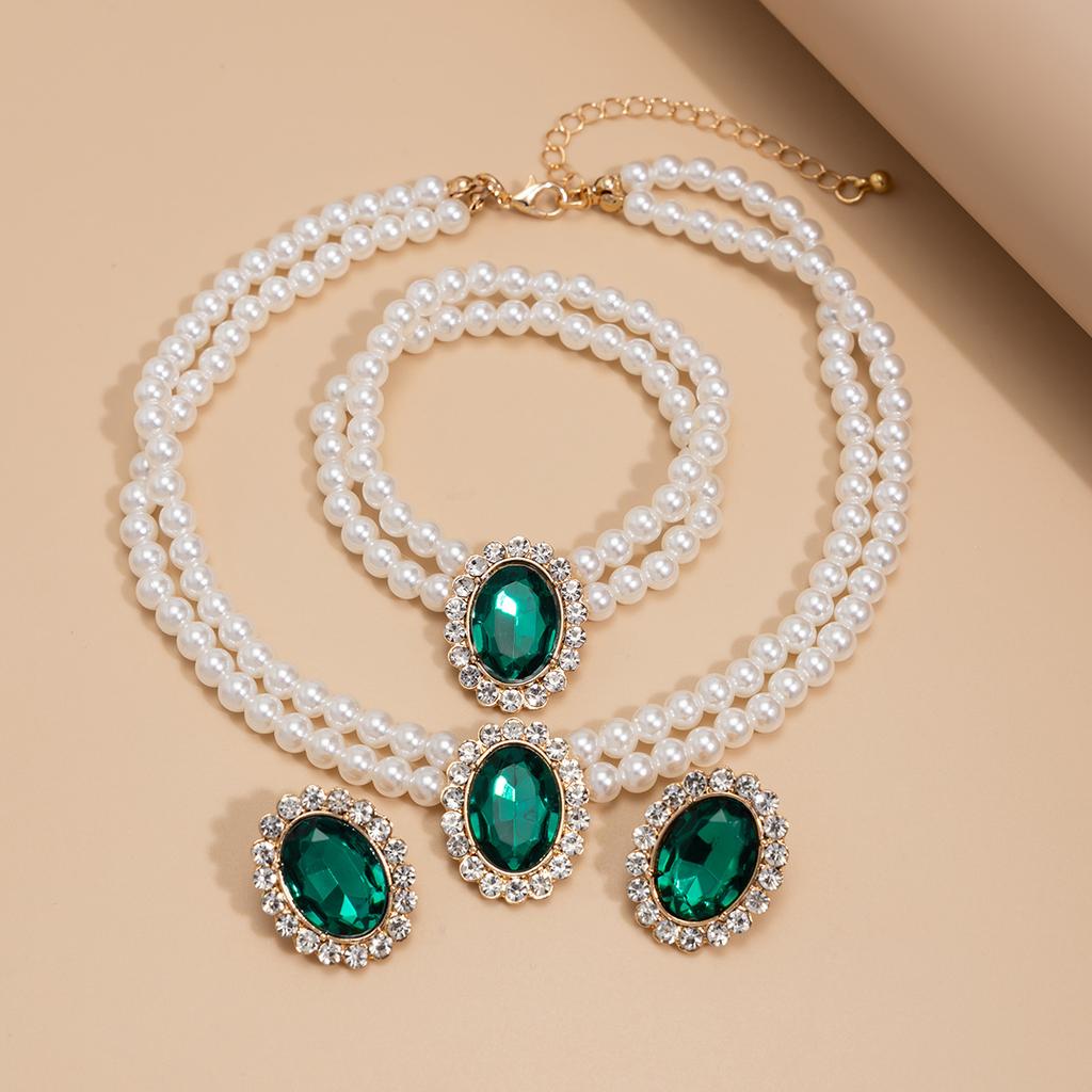 3Pcs/set French Elegant Elegant Multi Layer Imitation Pearl Jewelry Set 2025 Summer Party Wedding Gift Beaded Choker Necklace Earrings Sets for Women