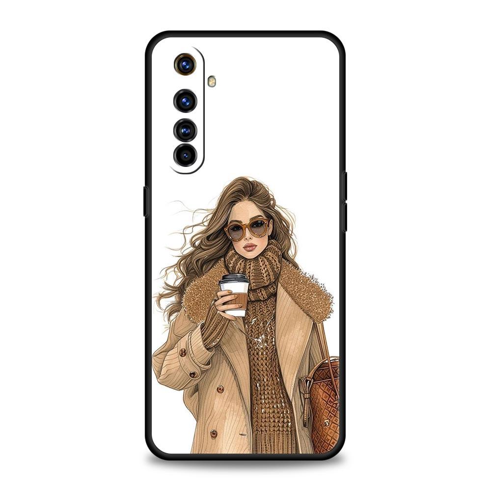 Girl Boss Female Coffee Phone Case For Realme 12 11 10 9 8 5G 7 6 GT5 GT3 GT2 Pro Plus C21 C11 C25 C35 For GT Neo 2 3 3T 5 Cover