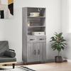 Vidaxl Display Cabinet Gray Sonoma Oak 69.5X34X180Cm Wood-Based Material