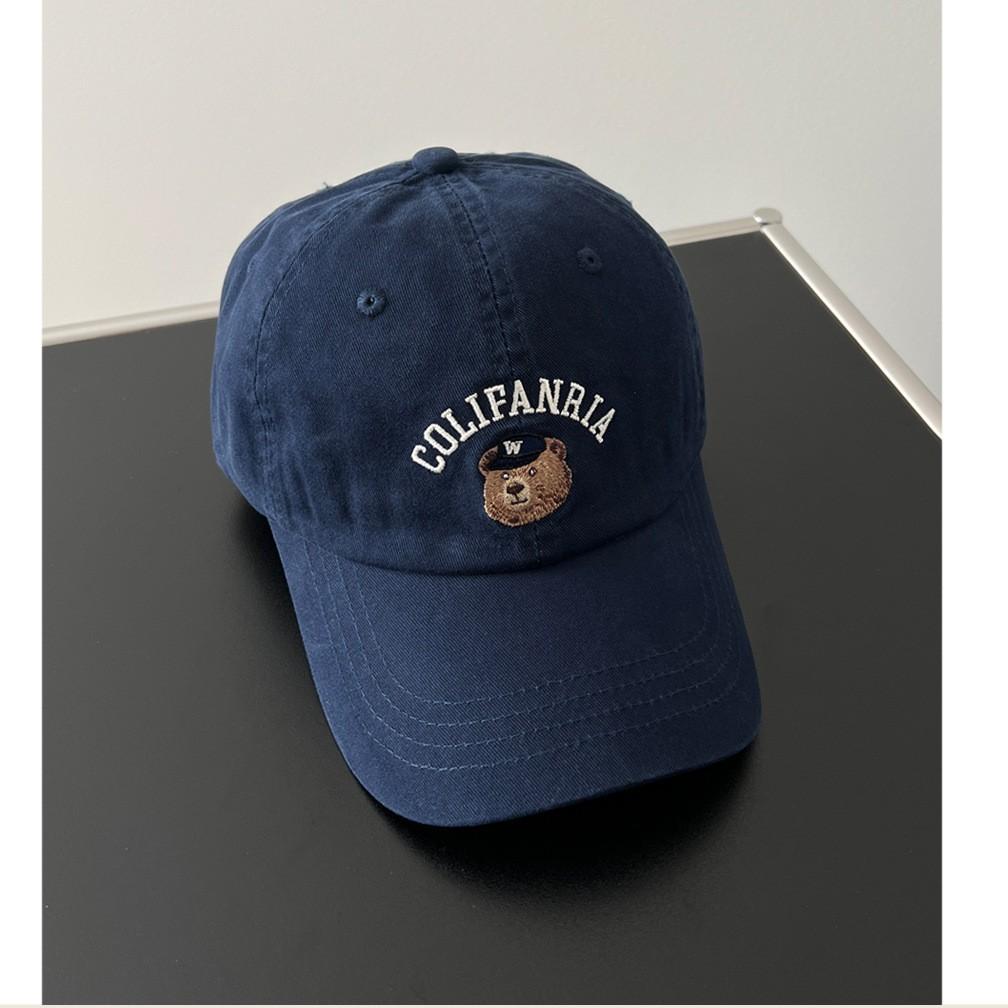 Bear Embroidered Colifanria Baseball Cap With Adjustable Sun Protection Outdoor