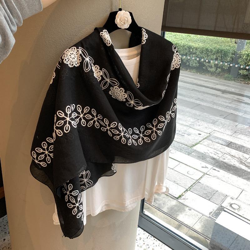 Women S Sun Embroidered Thin Scarf For Spring Autumn Travel Sun Protection