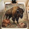 1PC Retro Floral Animal Print Flannel Blanket, High Quality All Seasons, Home Decor, Warmth and Comfort, Perfect for Christmas Gifts