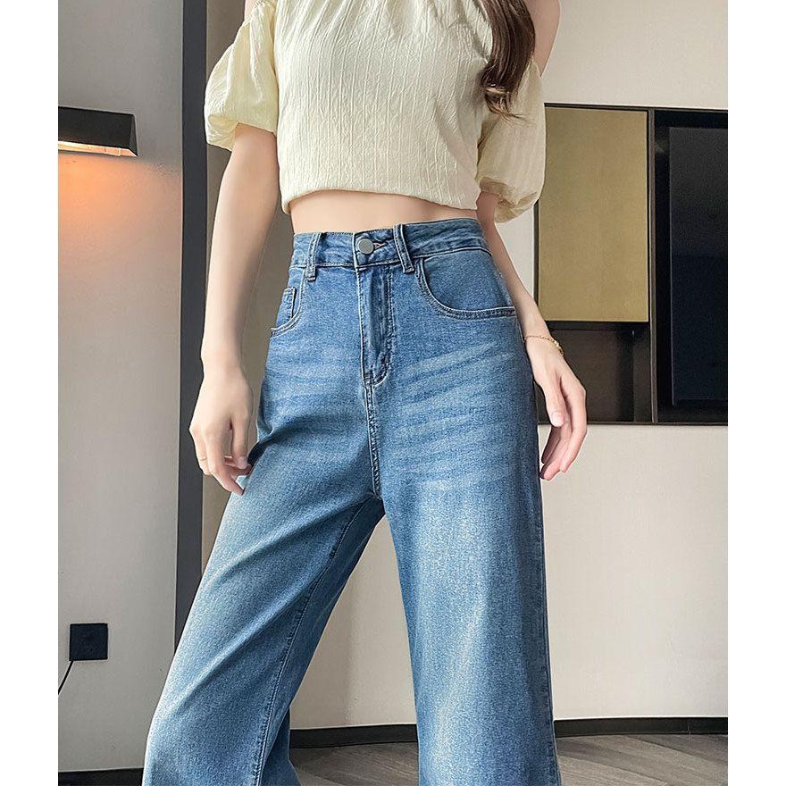 

Women s Chinese Style 3D Embroidered Wide-Leg Lace Flare Jeans for Spring/Autumn 2026 Small синий