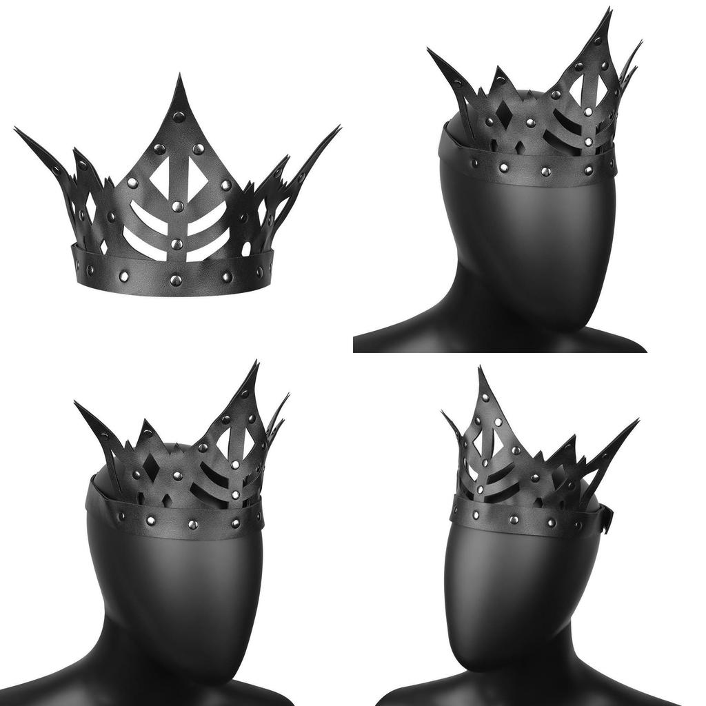 2022 Autumn Collection Gearduke Pu Leather Punk Crown Headpiece For Adults