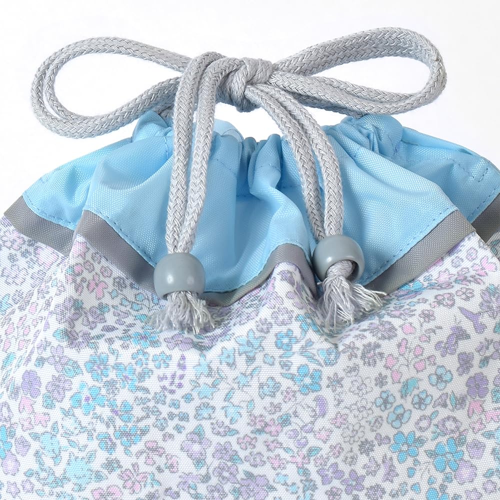 COLORFUL CANDY STYLE Drawstring Lunch Bags, Medium, Gusseted (with Name Tag), Water-Repellent, No-Iron, Floral Oasis, Set of 3, Cute for Girls, Kids,