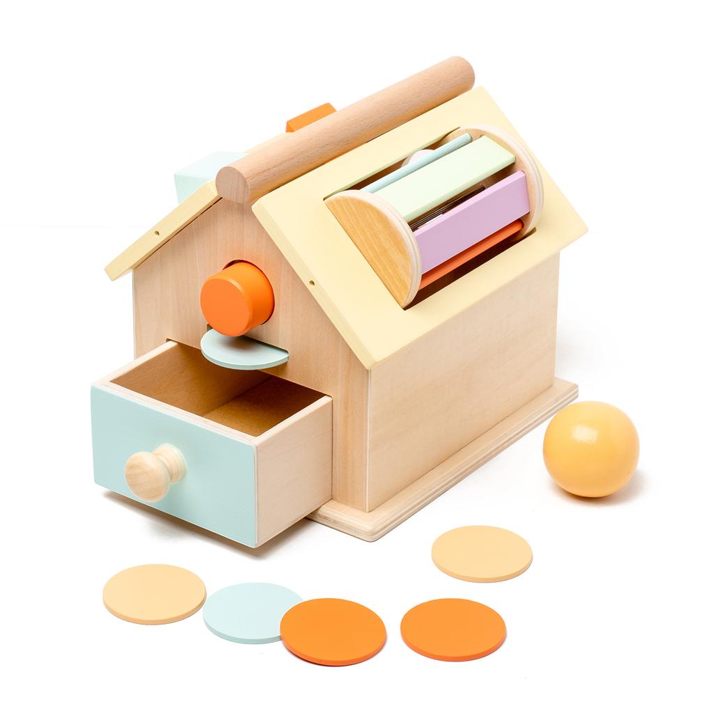 Wooden Toy House Teaching Aids Educational Early Childhood Education Hut Toys Pitching Coin Drawer Wooden Children'S Toys