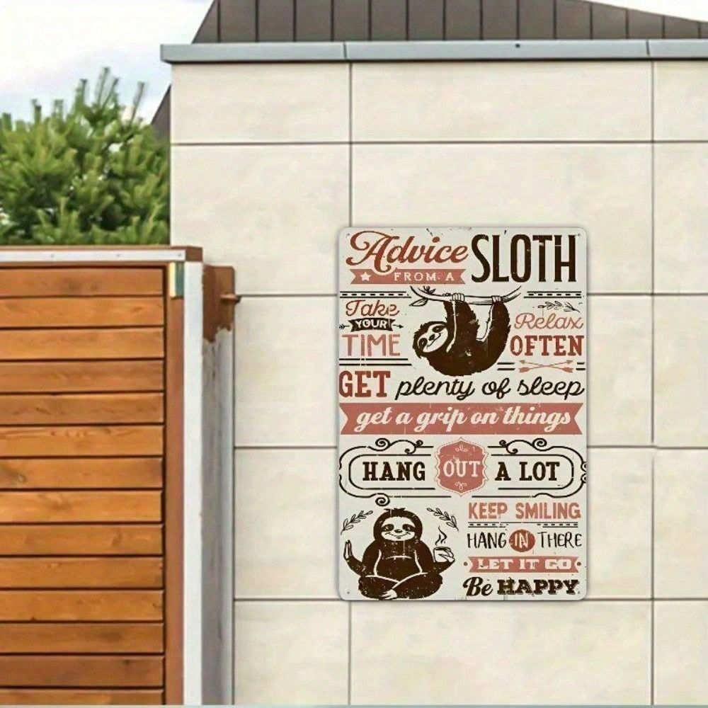 Vintage Sloth Metal Poster 8x12 Inch Wall Art Funny Decor for Kitchen Bar Garage
