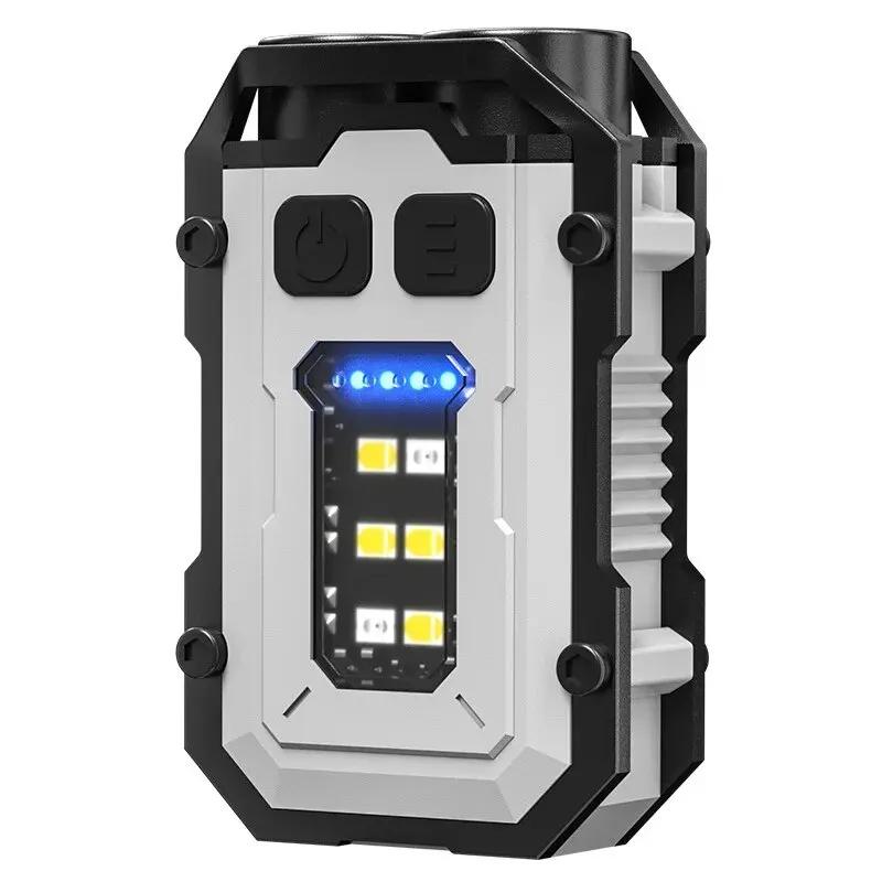 Portable Mini Keychain Light Dual Light Source LED High Bright Flashlight Outdoor Camping Fishing Multi-function Tool Torch Lamp