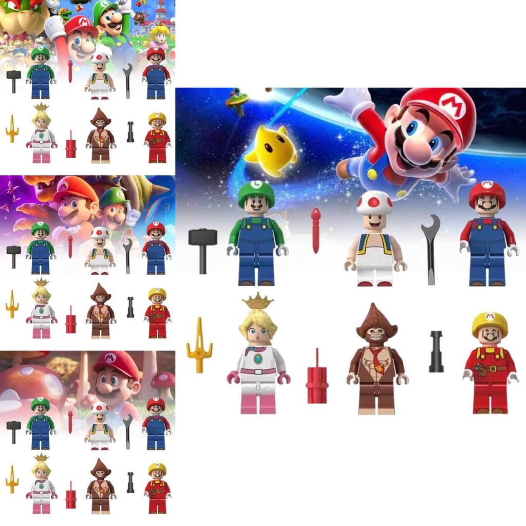 Colorful Mario Brothers Action Figures Abs Plastic Building Blocks Set