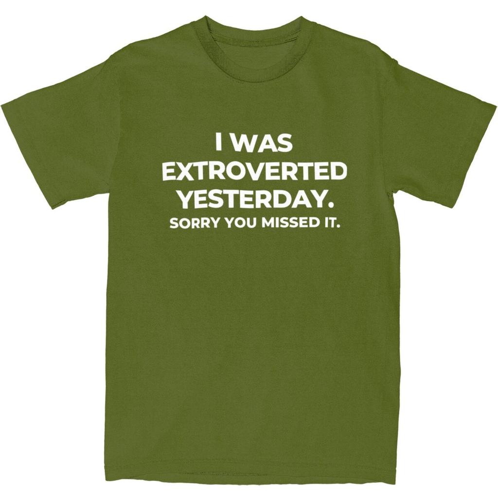 Vintage T-Shirt Introvert Logo Cotton T Shirts Funny Sayings Trendy Cool Tshirt for Men Summer Awesome Casual Short Sleeve Tops