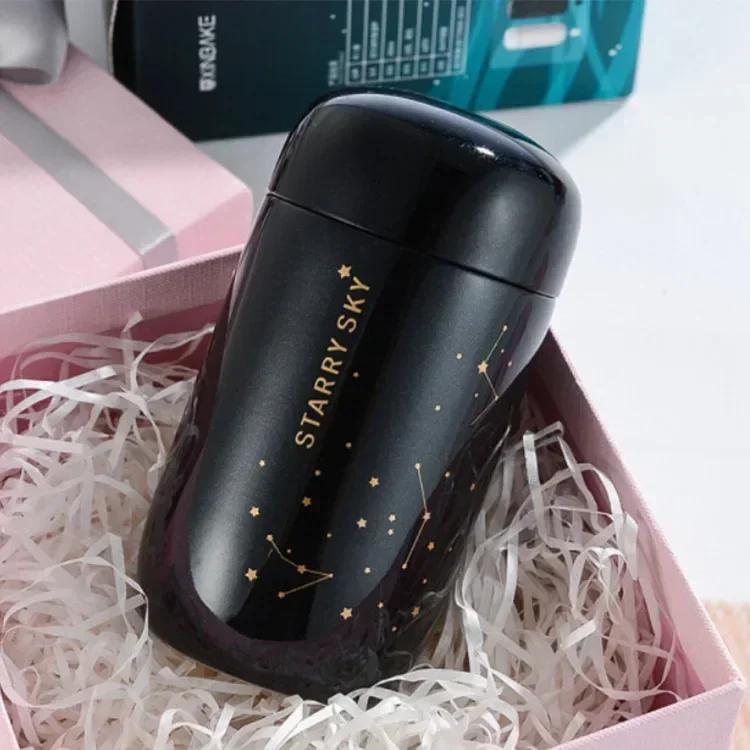 Starbucks-stil Termosflaska - Stjärnklar Himmel Mini 200ML Liten Kapacitet Läckagesäker Kaffemugg 304 Rostfritt Stål Vakuumflaska