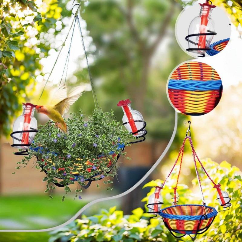 Small Hummingbird Feeder Leak-Proof Water Bowl Wild Bird Feeders With 3 Feeding Ports For Pets Garden Patio Yard Lawn Wildlife