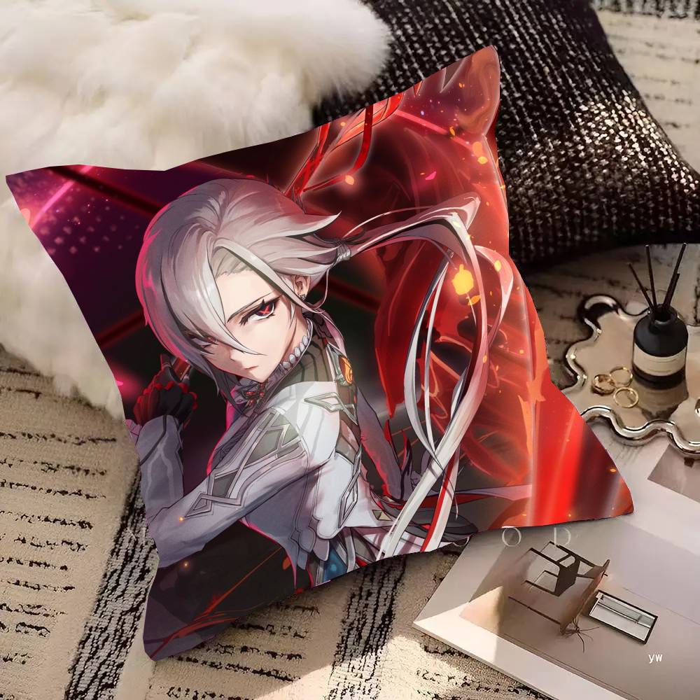 

Arlecchino Anime G-Genshin Impact Pillow Case Fashion Square Pillowcase Bedroom Sofa Room Ins Decoration Leisure 30cm x 30cm