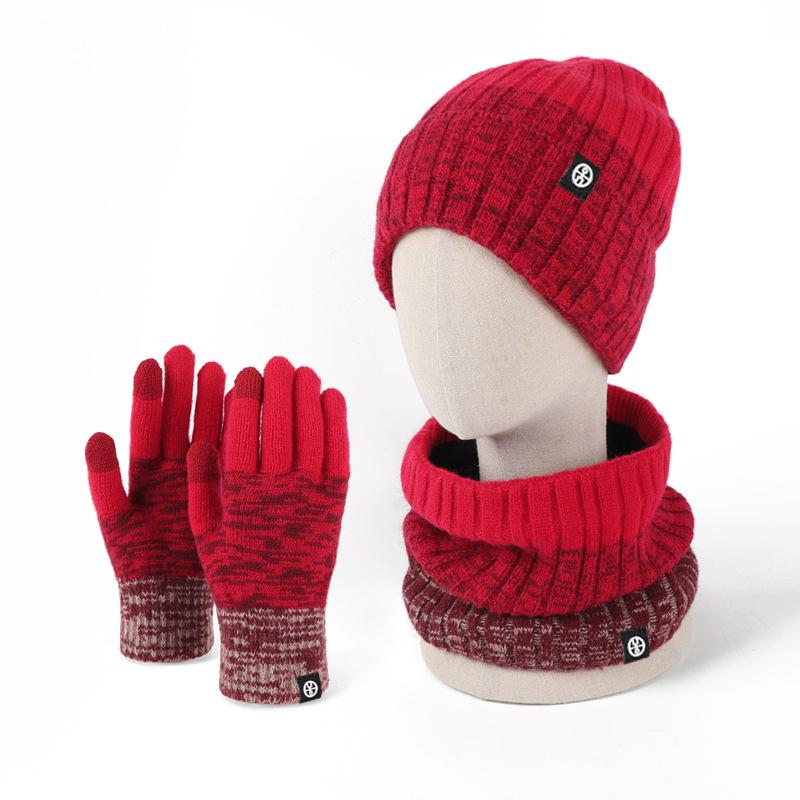 Men's and Women's Winter Cold-Proof Knitted Gloves, Hat, and Scarf Set - Warm and Thickened for Outdoor Use