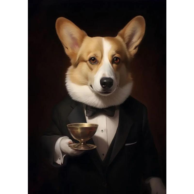 Elegant Animals Raccoon in Tuxedo Owl Pug Suit Poster Canvas Painting Cute Kawaii Wall Art Pictures Living Room Home Decor