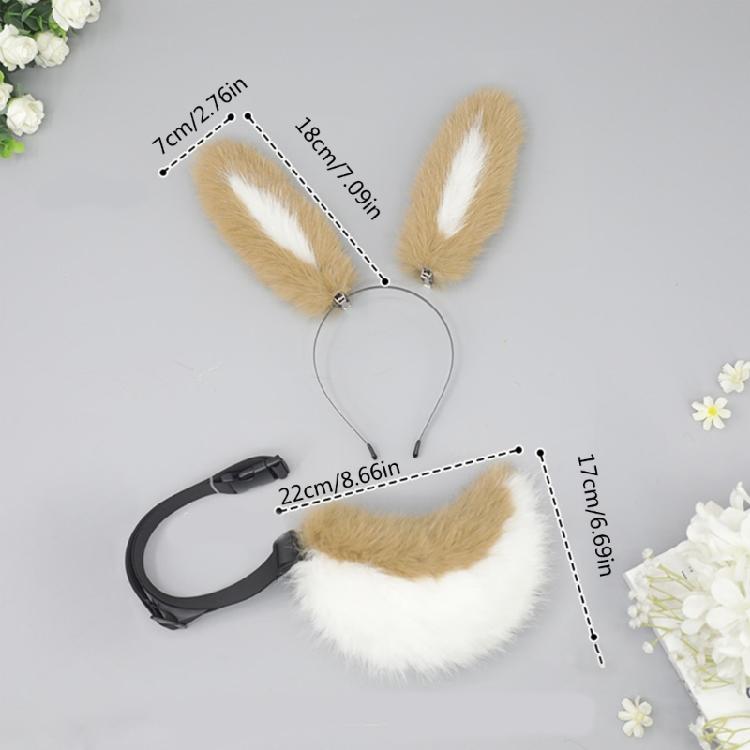 Bandeau Oreilles de Lapin Queue d'Animal Faite à la Main Headwear Oreilles de Lapin Longues Accessoires Cosplay Anime Queue de Lapin