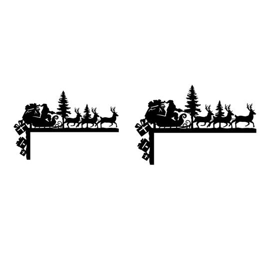 Christmas Corner Sign Santa Reindeer Frame Metal Door Sitter Home Wall Decor Festive Holiday Decoration