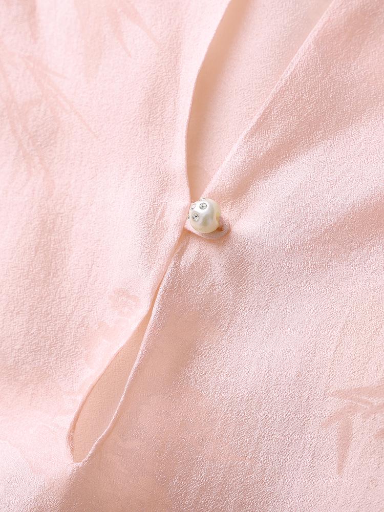 Elegant Silk Jacquard Stand Collar Shirt - Spring Style