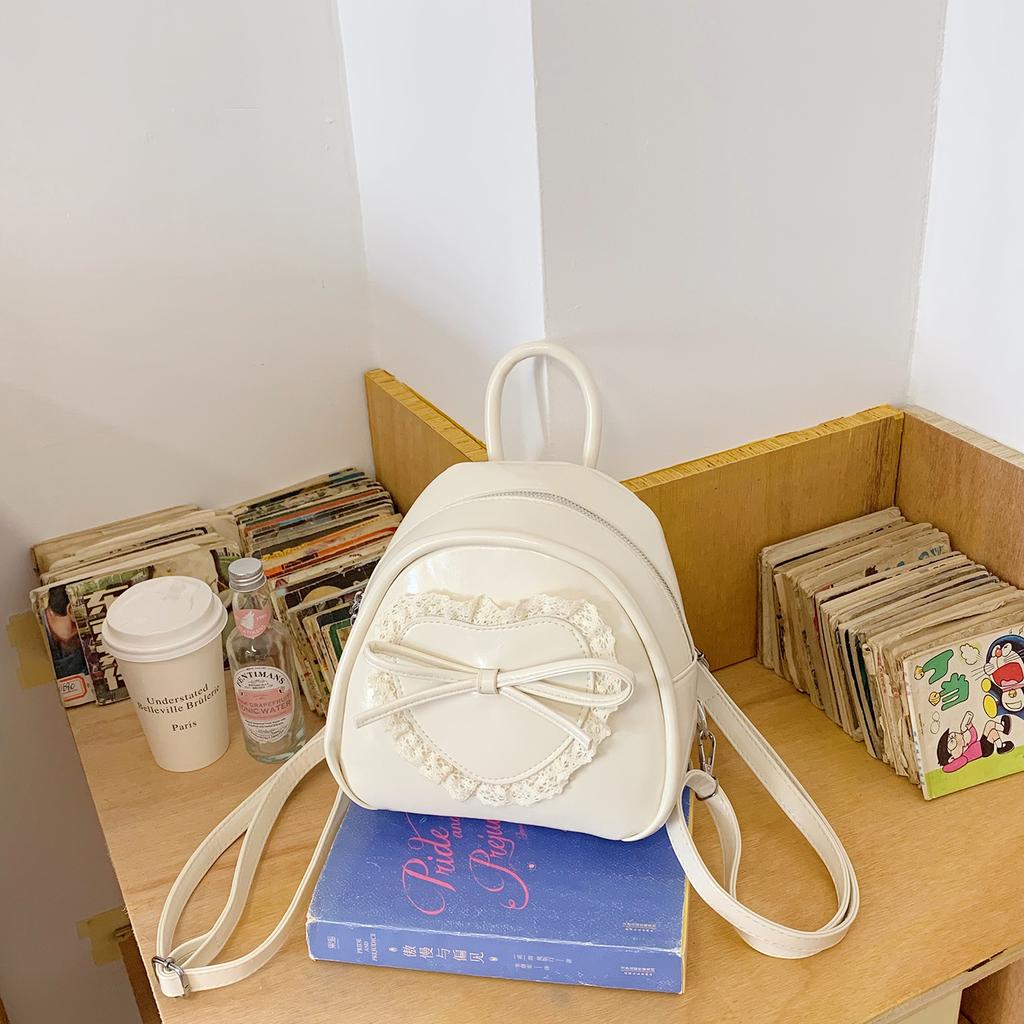 Niche Cute Backpack Women's New Fashion Versatile Love Lace Backpack College Style Handbag