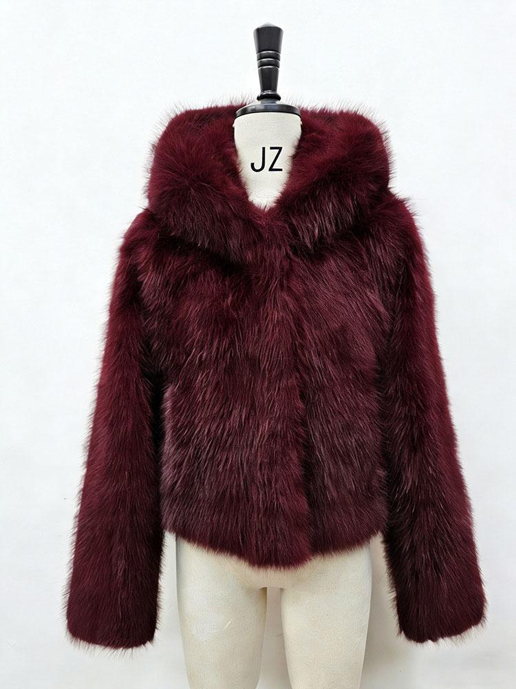 Y2k Winter Pink Imitation Fur Coat Elegant Big Fur Trim Hood Women's Jacket Warm Plush Cropped Sweet Lady Faux Fur Coat  2026