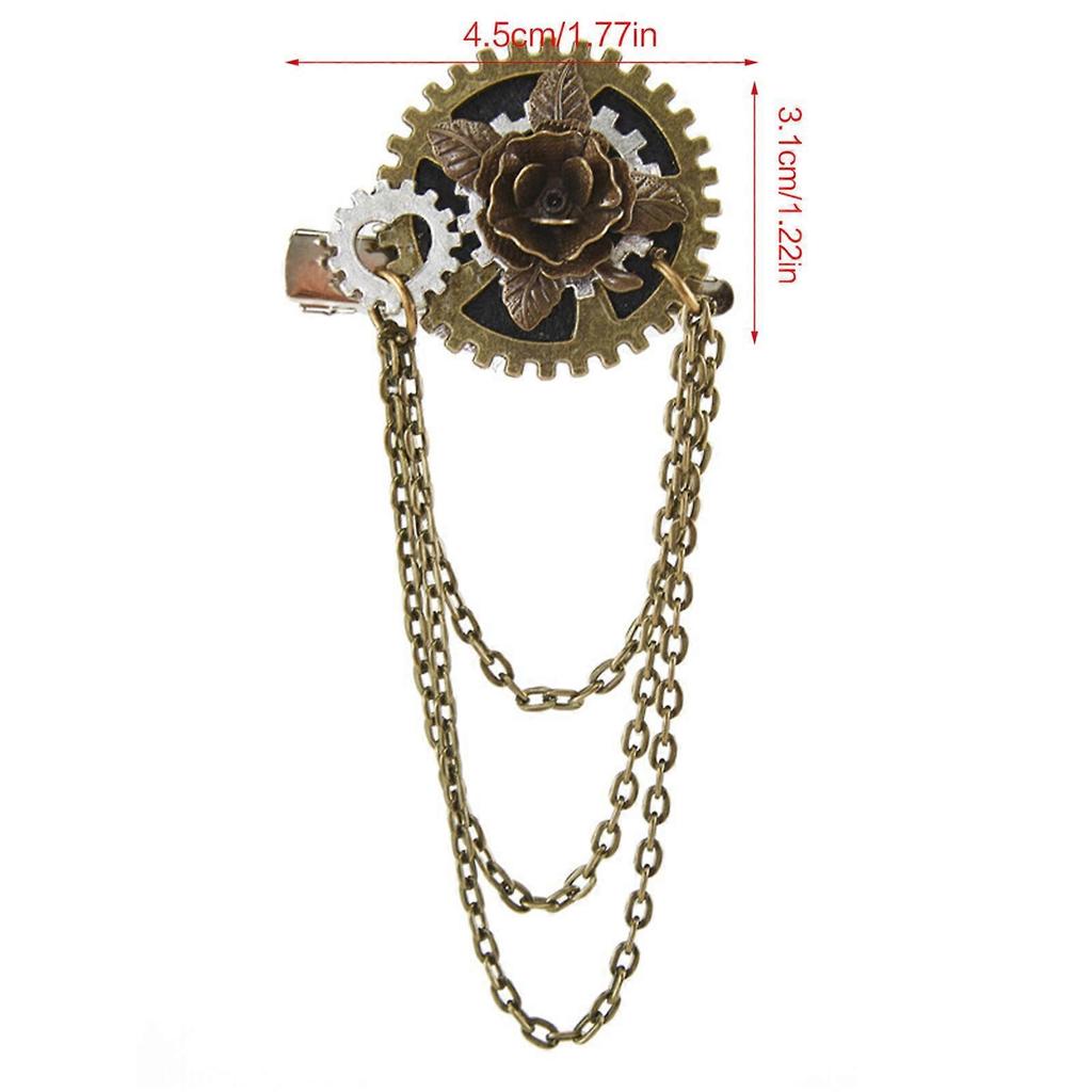 Metal Brooch Pin Lapel Stick Pin Suit Tie Brooch Steampunk Hair Clip for Women Men Coat Hats Jewelry Accessory  Gold