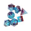 7Pcs Polyhedral Resin Dice Set Clear Numbers Role Playing Games Exquisite Collectible Gift for Family Friends Blue+Red