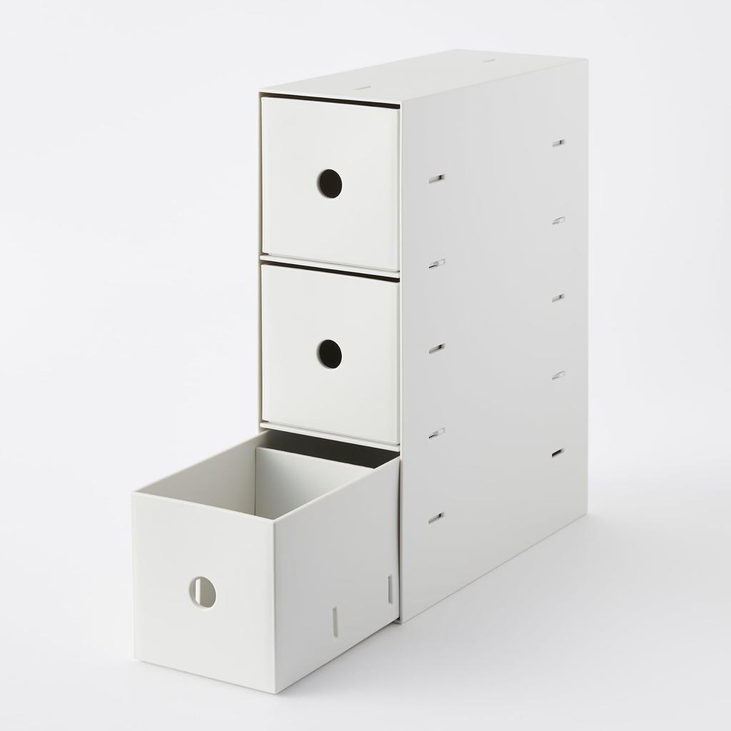 MUJI Rangement Petits Objets Polypropylène Recyclé 3 Blanc 11cm L x P x 32cm 83904425 Boîte, Niveaux, Gris, Env.. 24.5cm H,