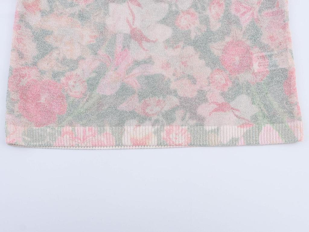 2025 Spring Women's European & American Style Floral Knit Top